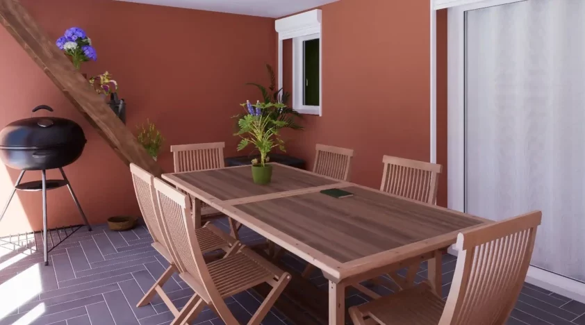 Perspective intérieur d'une véranda