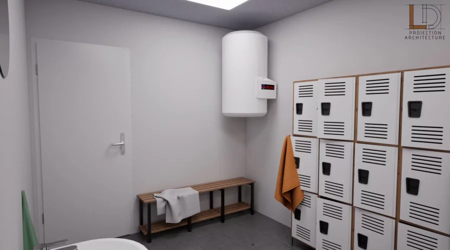 Projection du vestiaire femme après travaux