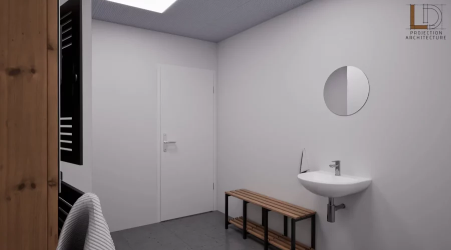 Visualisation futur du vestiaire homme après travaux