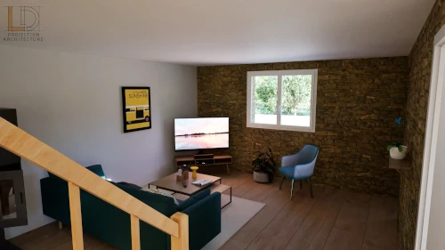 Visualisation du futur salon après réhabilitation de la grange